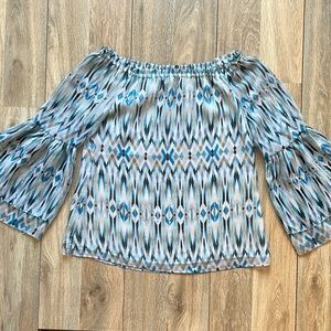 Like New WHBM  XSP off the shoulder mult blue top